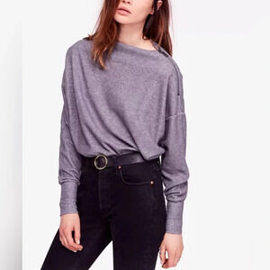 We The Free Nikala Lilac Purple Zip Off the Shoulder Long Sleeve Relaxed Top XS
